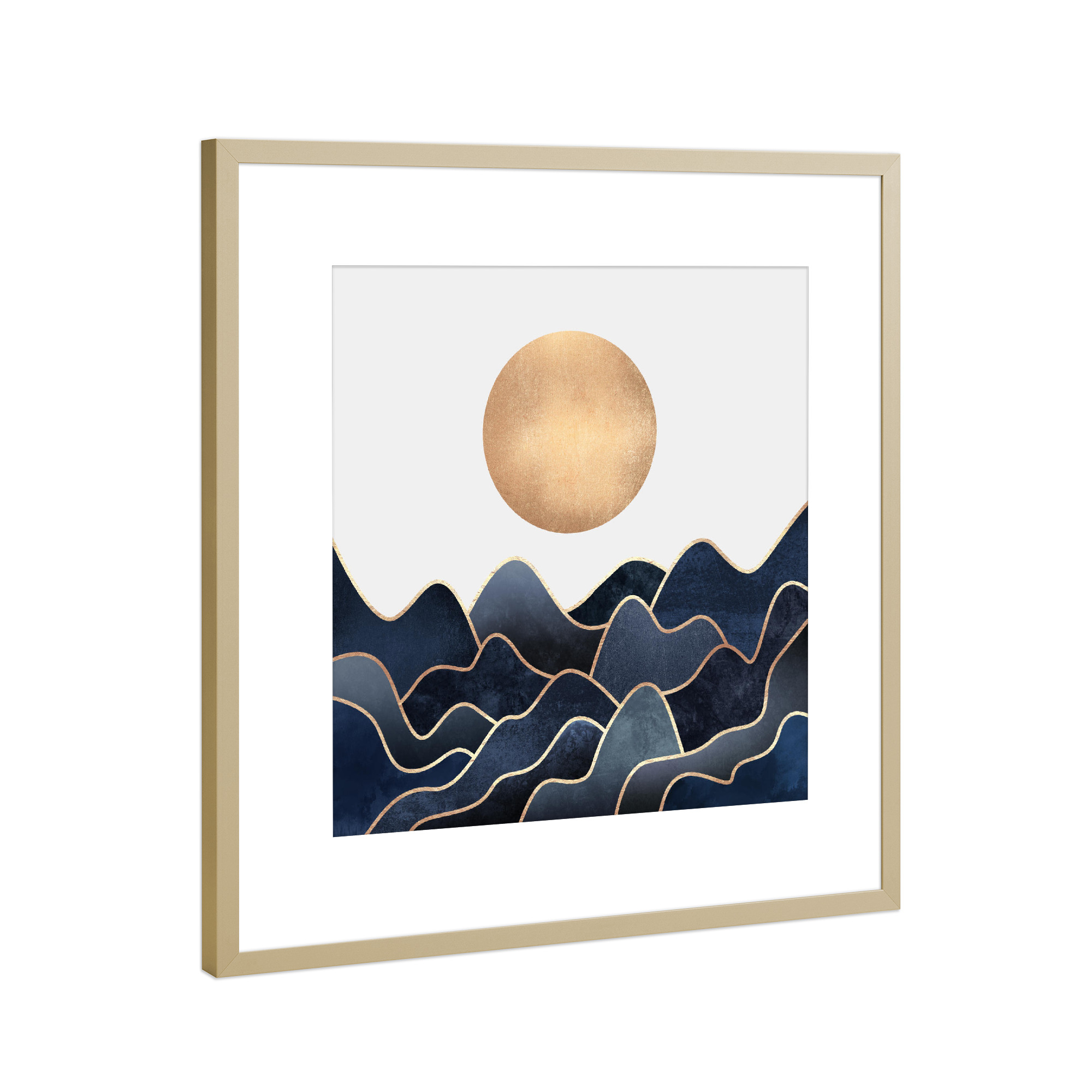 Poster mit Rahmen Gold "Waves 2" artboxONE - Natur,Abstrakt