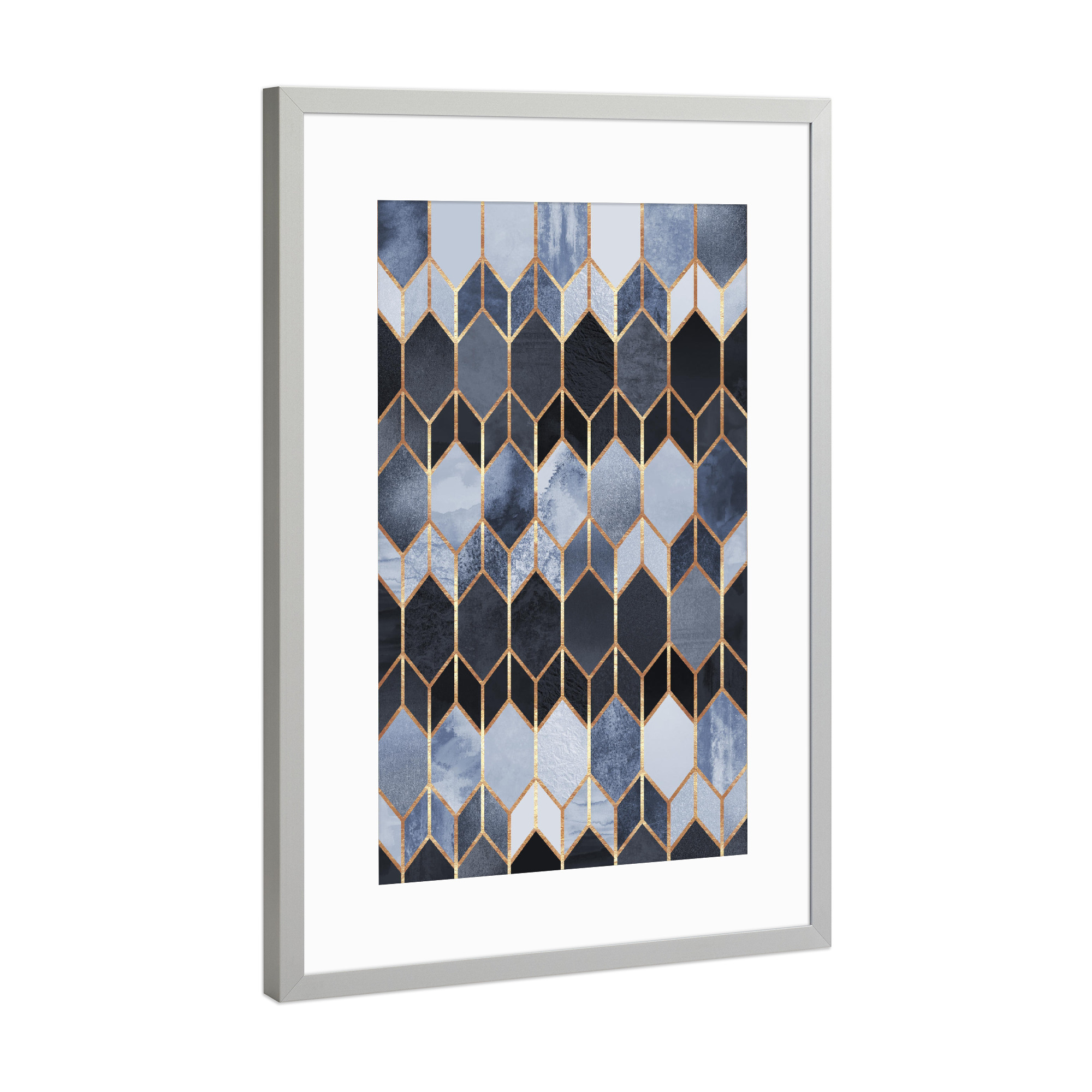 Poster mit Rahmen Silber "Stained Glass 4" artboxONE - Abstrakt,Geometrie