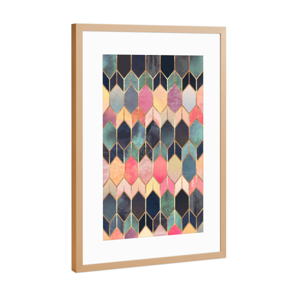 Poster mit Rahmen Kupfer "Stained Glass" artboxONE - Abstrakt,Geometrie - Glasmalerei,Bunt,Abstrakt,Geometrie,Formen