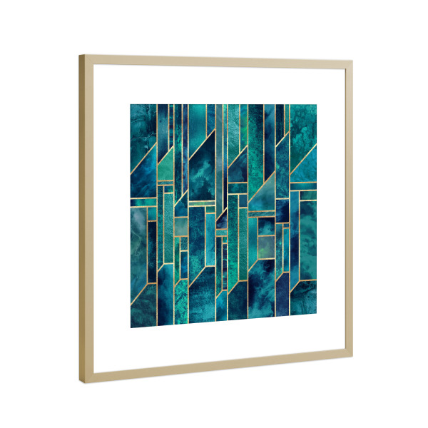 Poster mit Rahmen Gold "Blue Skies" artboxONE - Abstrakt,Geometrie