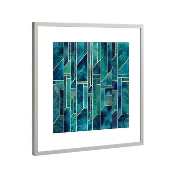 Poster mit Rahmen Silber "Blue Skies" artboxONE - Abstrakt,Geometrie