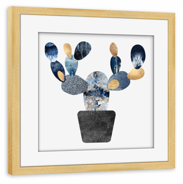 Poster mit Rahmen kiefer "Blue & Gold Cactus" artboxONE - Natur,Floral