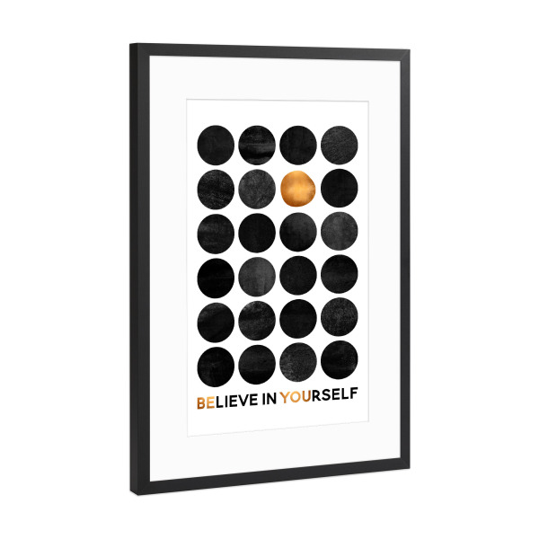 Poster mit Rahmen Schwarz (Metallic) "Be You" artboxONE - Typografie