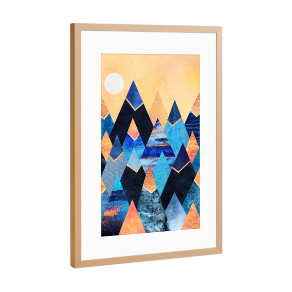 Poster mit Rahmen Kupfer "Blue Mountains" artboxONE - Natur,Abstrakt,Geometrie