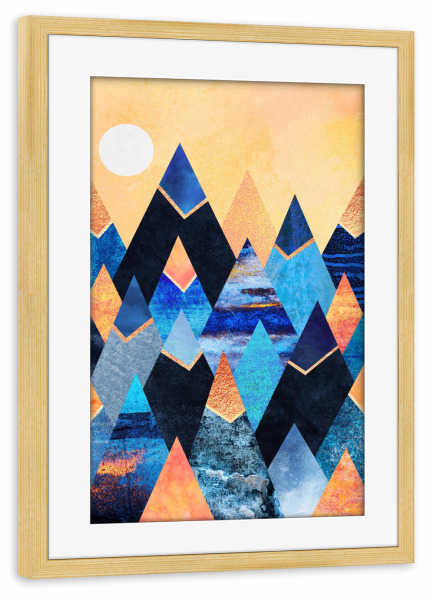 Poster mit Rahmen kiefer "Blue Mountains" artboxONE - Natur,Abstrakt,Geometrie