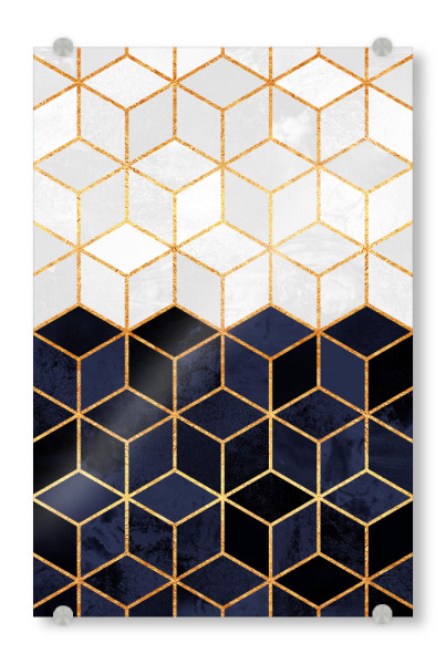 Acrylglasbild "White & Navy Cubes" artboxONE - Abstrakt,Geometrie