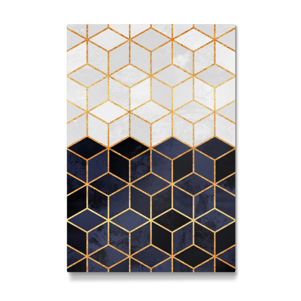 Galerie-Print "White & Navy Cubes" 30x20 cm artboxONE