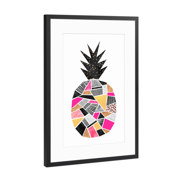 Poster mit Rahmen Schwarz (Metallic) "Pretty Pineapple" artboxONE - Essen & Trinken,Abstrakt,Geometrie