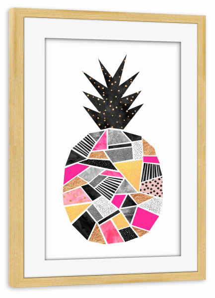 Poster mit Rahmen kiefer "Pretty Pineapple" artboxONE - Essen & Trinken,Abstrakt,Geometrie