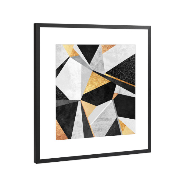 Poster mit Rahmen Schwarz (Metallic) "Geometry Gold" artboxONE - Abstrakt,Geometrie