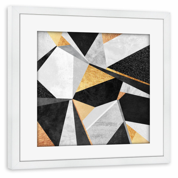 Poster mit Rahmen weiß "Geometry Gold" artboxONE - Abstrakt,Geometrie