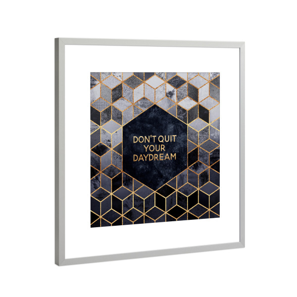 Poster mit Rahmen Silber "Don't quit your daydream" artboxONE - Typografie,Geometrie