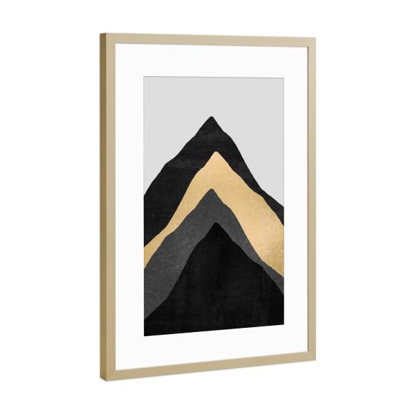 Poster mit Rahmen Gold "Four Mountains" artboxONE - Abstrakt