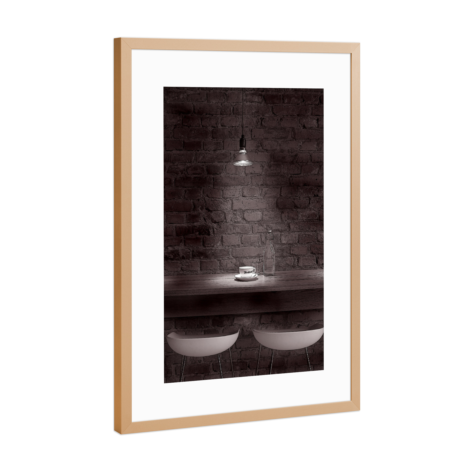 Poster mit Rahmen Kupfer "My Cup Of Coffee" artboxONE - Essen & Trinken,Schwarzweiß - Cafe