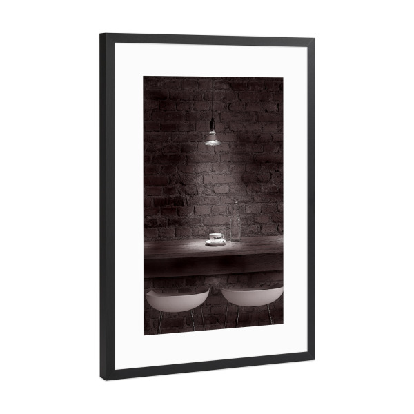 Poster mit Rahmen Schwarz (Metallic) "My Cup Of Coffee" artboxONE - Essen & Trinken,Schwarzweiß - Cafe