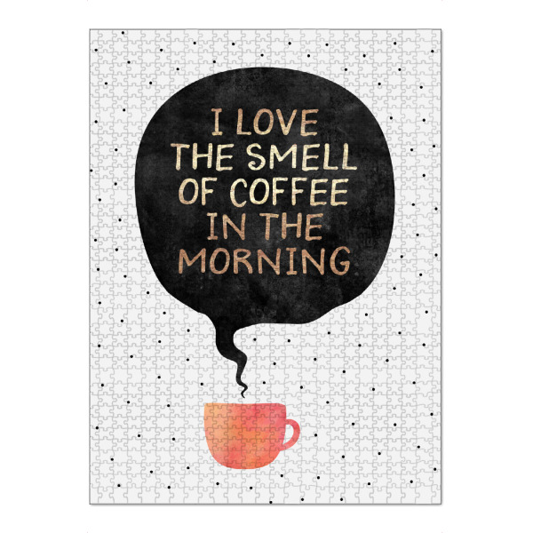 Puzzle Ravensburger "The smell of coffee" artboxONE - Typografie,Essen & Trinken - Typografie,Text,Worte,Kaffee,Trinken,Morgen,Kaffee,Morgen