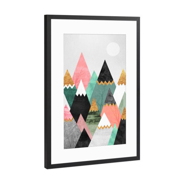 Poster mit Rahmen Schwarz (Metallic) "Pretty Mountains" artboxONE - Natur,Abstrakt,Geometrie