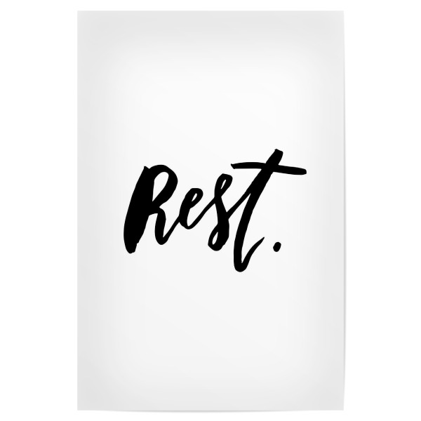 Poster 30x20 cm "Rest" artboxONE - Typografie,Schwarzweiß,Liebe,Sport