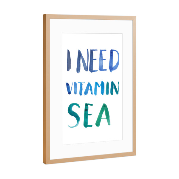 Poster mit Rahmen Kupfer "I need vitamin sea" artboxONE - Typografie