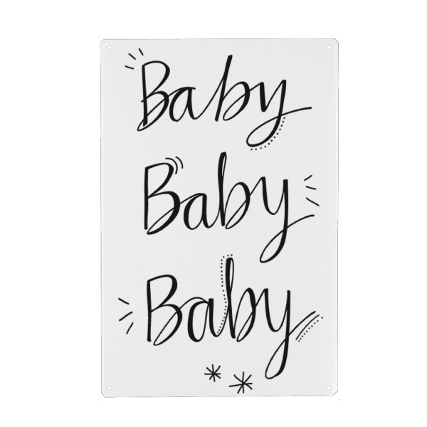 Metall Poster "Baby Baby Baby" artboxONE - Typografie,Schwarzweiß - Baby,Lettering,Typographie,Schrift - Blechschild