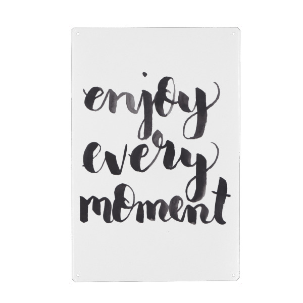 Holzbild "Brush Lettering Design "Enjoy every moment" artboxONE - Typografie,Schwarzweiß