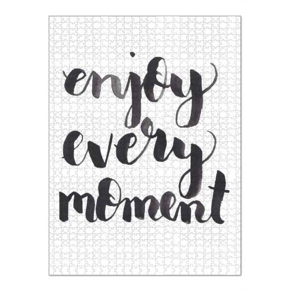 Puzzle Ravensburger "Brush Lettering Design "Enjoy every moment" artboxONE - Typografie,Schwarzweiß