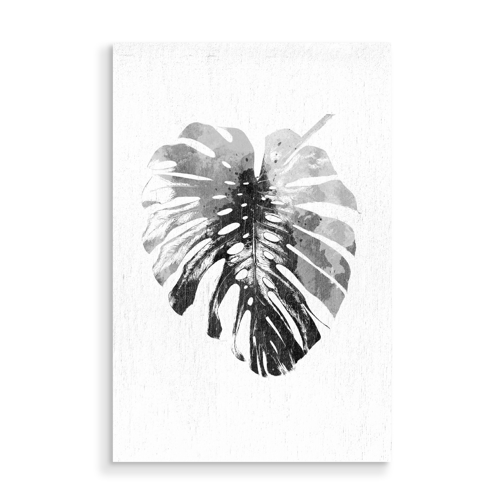 Holzbild "Black and White Monstera Leaf" artboxONE - Natur,Schwarzweiß