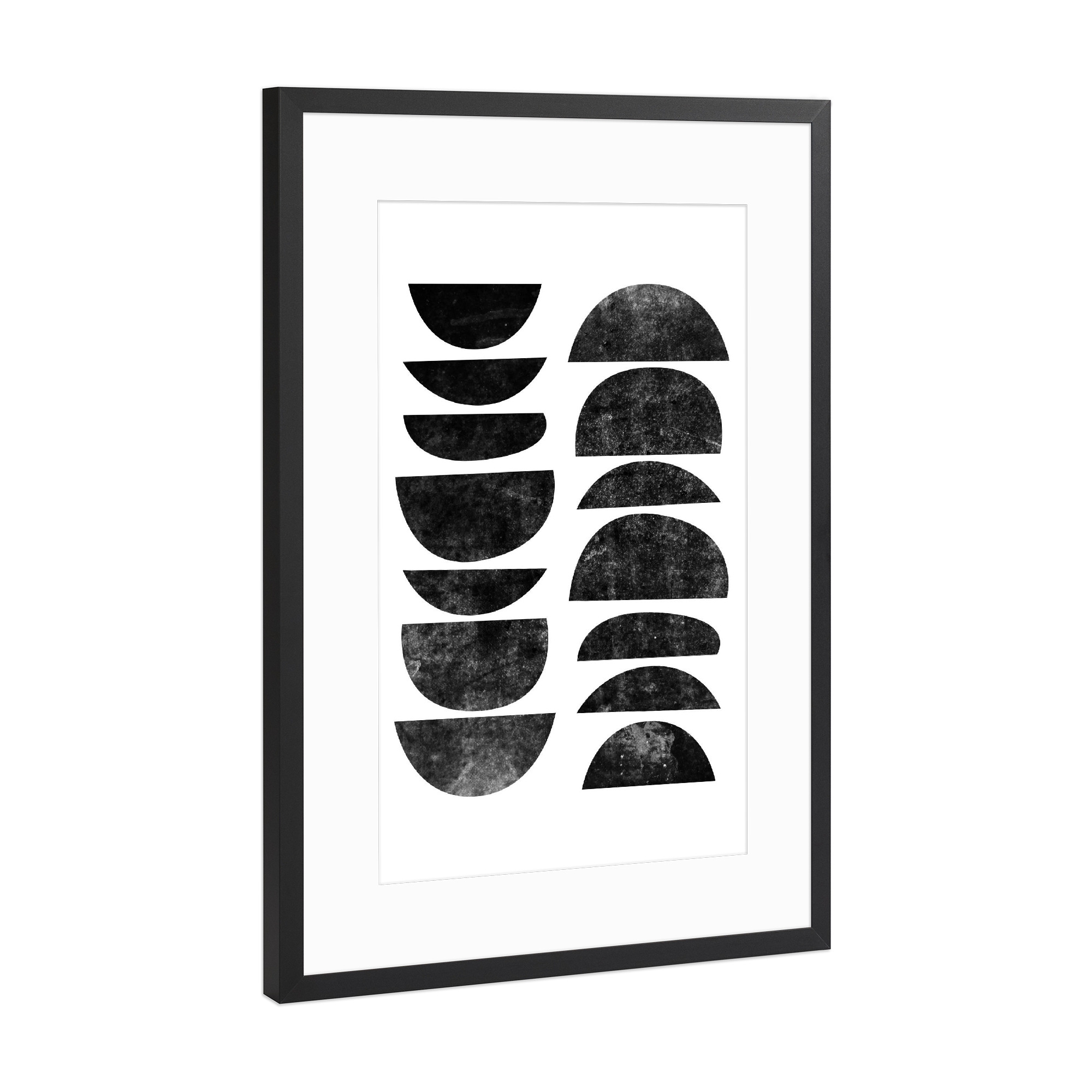 Poster mit Rahmen Schwarz (Metallic) "Monochromatic Minimalism" artboxONE - Abstrakt,Schwarzweiß - Halbmond,Figur,Form,Abstrakt
