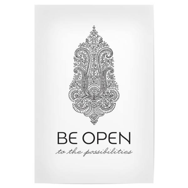 Poster "Be Open Mehndi" artboxONE - Typografie - Yoga,Yogi,Blumen,Blume,Paisley,Mehndi,Namaste