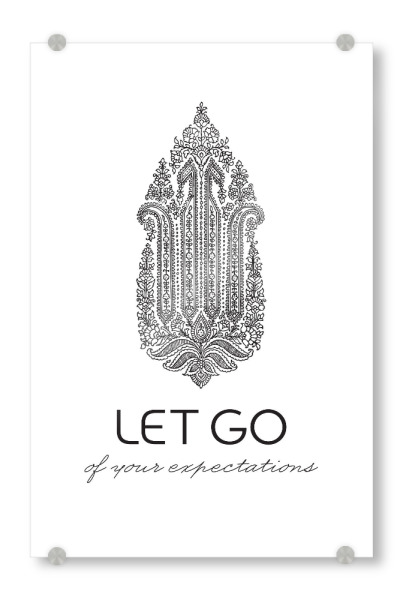 Acrylglasbild "Let Go Mehndi" artboxONE - Typografie - Yoga,Yogi,Blume,Blumen,Mehndi,Paisley