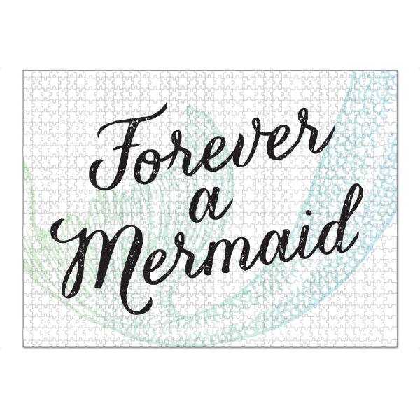 Puzzle Ravensburger "Forever a Mermaid" artboxONE - Typografie - Mermaid,Ocean,Sea,Beach,Surf,Surfer,Blue,Green - Bild mermaid