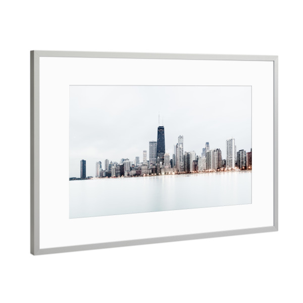 Poster mit Rahmen Silber "WINDY CITY #2" artboxONE - Städte,Reise,Architektur,Städte / Chicago - Chicago,Ord,Windig,Stadt,Stadt,Städtisch,Hölle