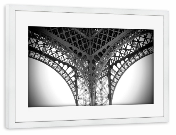 Poster mit Rahmen weiß "Eiffel Tower Paris 4" artboxONE - Städte,Reise,Schwarzweiß,Architektur,Städte / Paris