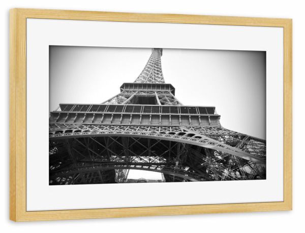 Poster mit Rahmen kiefer "Eiffel Tower Paris 2" artboxONE - Städte,Reise,Schwarzweiß,Architektur,Städte / Paris - Paris,France,Fotografie,Photography