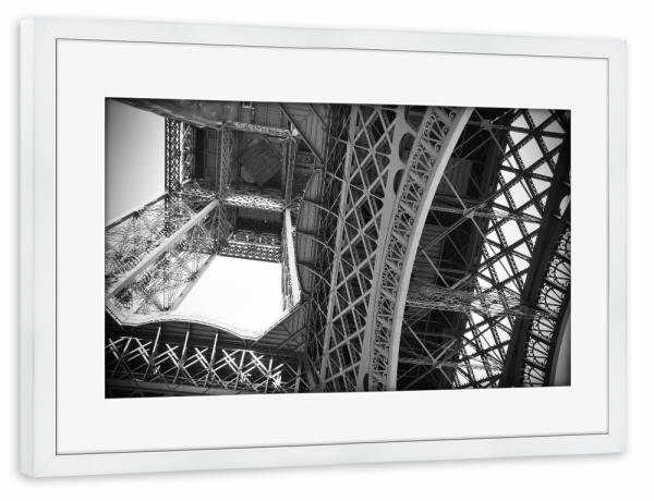 Poster mit Rahmen weiß "Eiffel Tower Paris" artboxONE - Städte,Reise,Schwarzweiß,Architektur,Städte / Paris - Paris,France,Fotografie,Photography