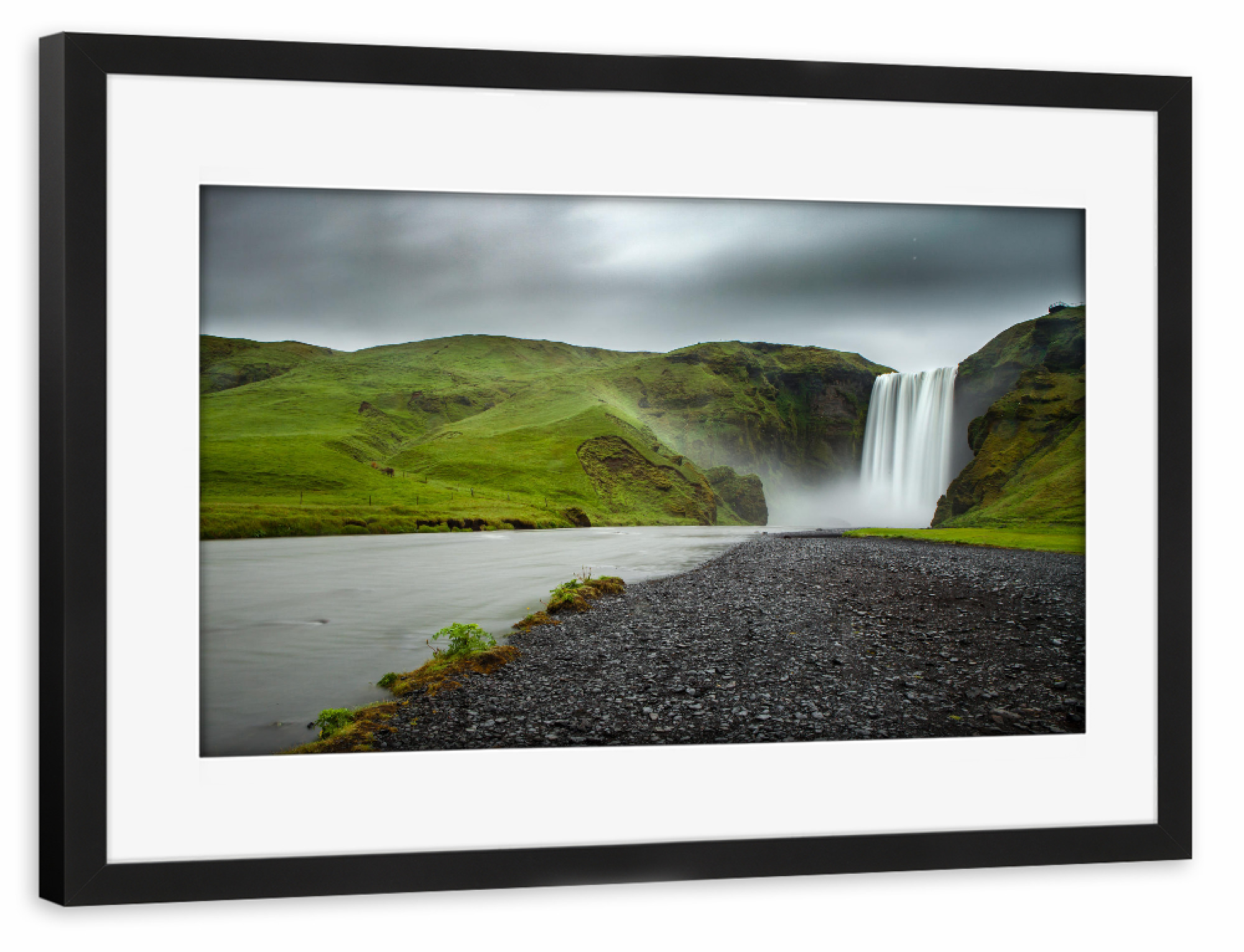 Poster mit Rahmen schwarz "The veil" artboxONE - Natur - Wasserfall,Island,Fluss
