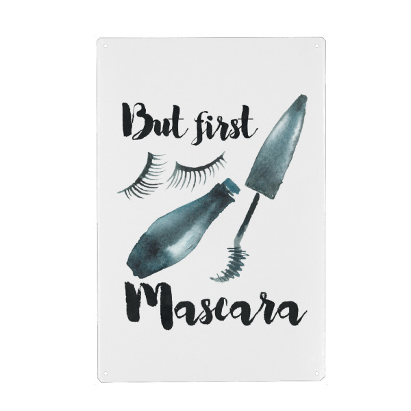 Holzbild "But First Mascara" artboxONE - Schwarzweiß,Fashion - Aber erste wimperntusche,Make-up-kunst,Aquarell,Mode