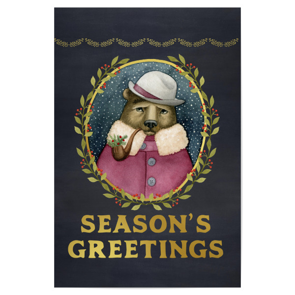 Poster 30x20 cm "Season's Greeting's Bear" artboxONE - Weihnachten - Der bär der jahreszeit