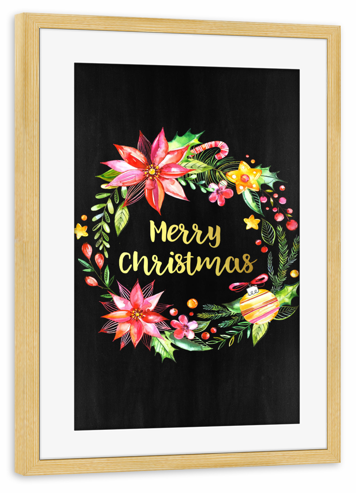 Poster mit Rahmen kiefer "Merry Christmas Chalkboard" artboxONE - Weihnachten - Frohe weihnachten tafel