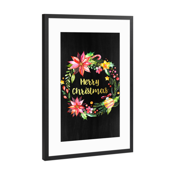 Poster mit Rahmen Schwarz (Metallic) "Merry Christmas Chalkboard" artboxONE - Weihnachten - Frohe weihnachten tafel