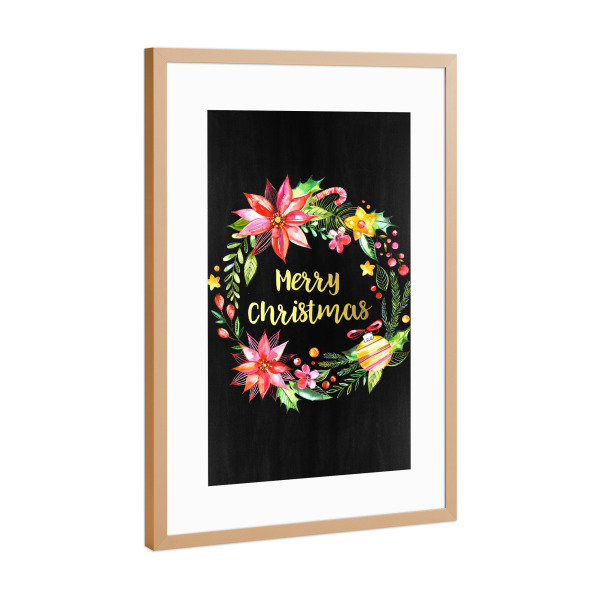 Poster mit Rahmen Kupfer "Merry Christmas Chalkboard" artboxONE - Weihnachten - Frohe weihnachten tafel