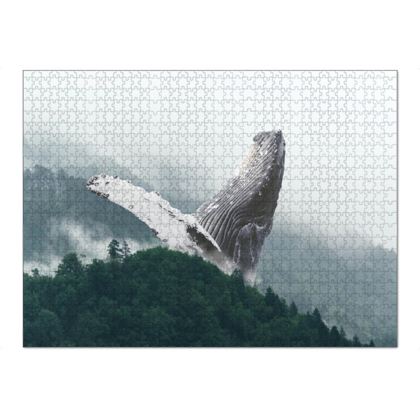 Puzzle Ravensburger "Forest Ocean" artboxONE - Natur,Tiere - Wal,Natur,Wal,Ozean,Meer,Ozean,Wald,Wald,Nebel,Flosse,Berge,Bäume,Baum,Wunder