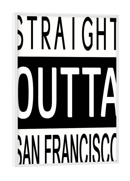 Poster mit weißem Rahmen "San Francisco 3" artboxONE - Städte,Typografie,Reise,Schwarzweiß,Städte / San Francisco