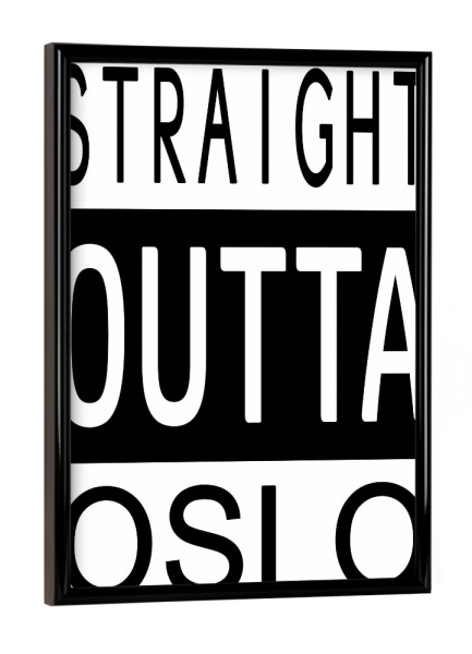 Poster mit schwarzem Rahmen "Oslo" artboxONE - Städte,Typografie,Reise,Schwarzweiß