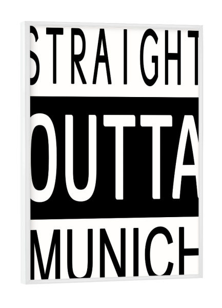 Poster mit weißem Rahmen "München" artboxONE - Städte,Städte / München,Typografie,Reise,Schwarzweiß