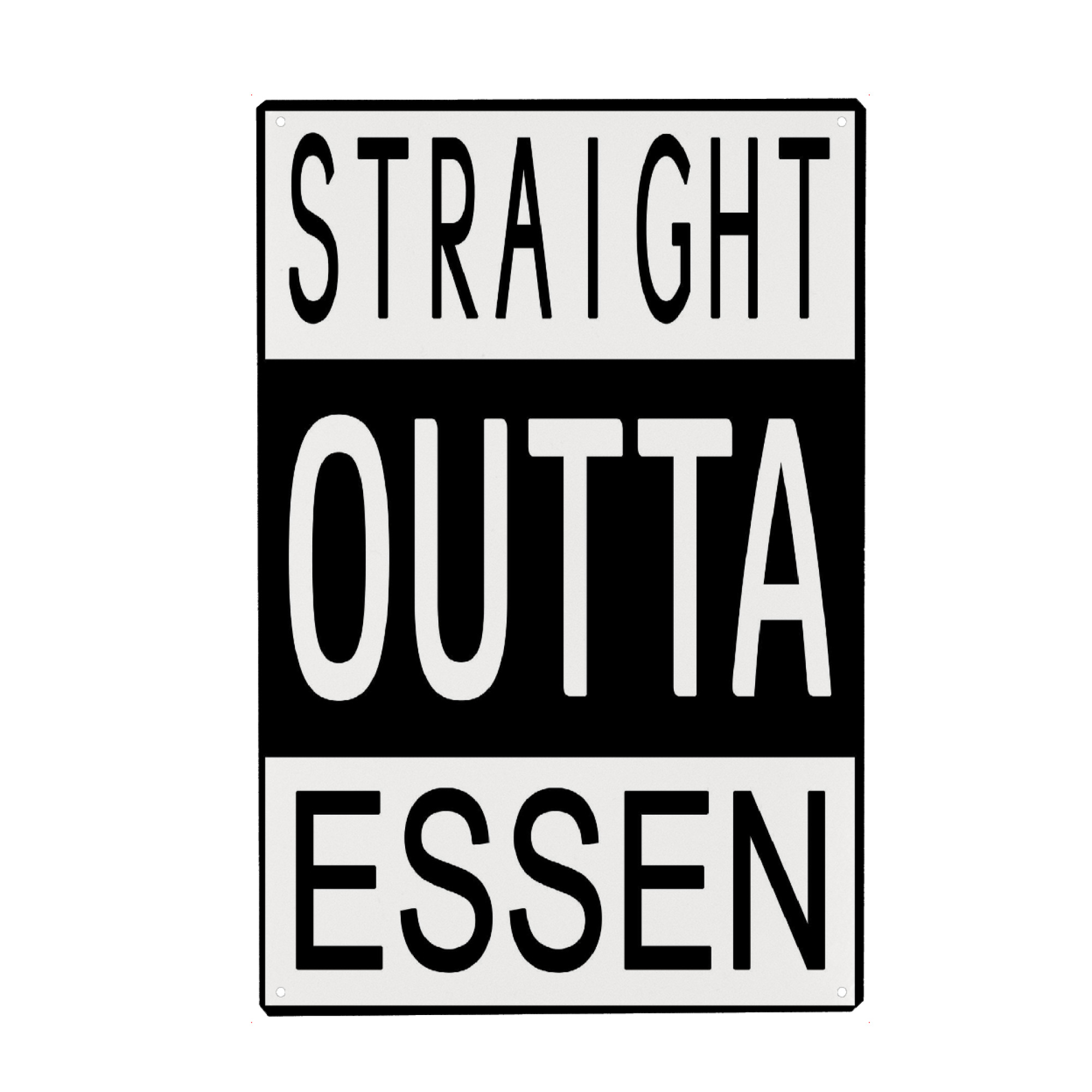 Holzbild "Essen" artboxONE - Typografie,Reise,Schwarzweiß - Straight outta essen,Deutschland,Nordrhein-westfalen,Nrw,Einkaufsstadt,Shopping,Ruhrpott