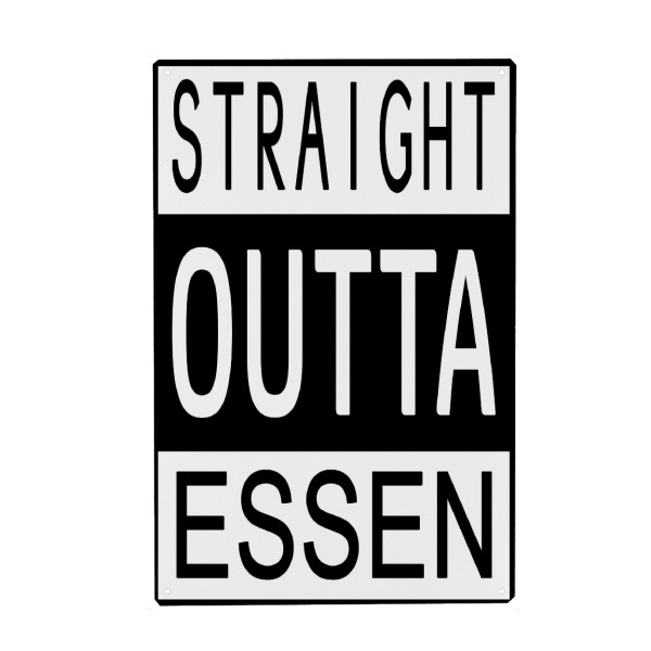 Metall Poster "Essen" artboxONE - Typografie,Reise,Schwarzweiß