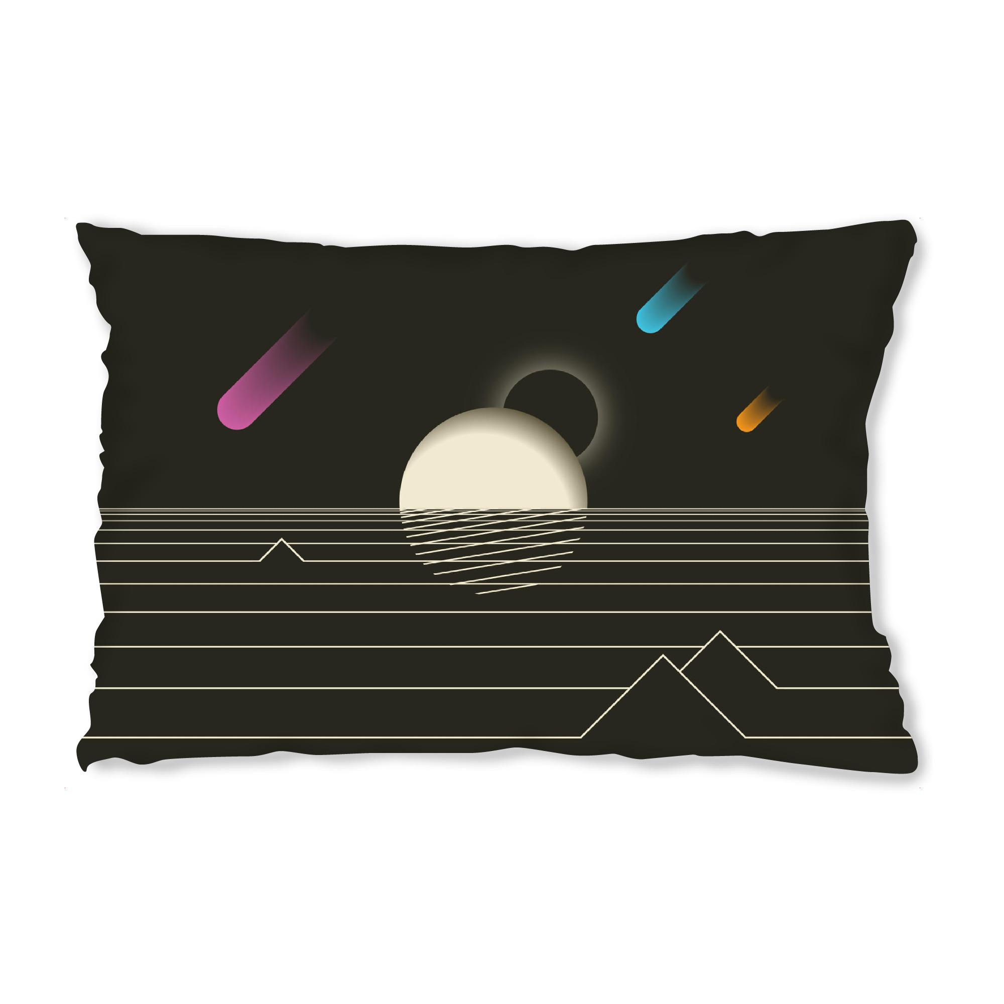 Design-Kissen "Sunset in space" artboxONE - Reise,Abstrakt,Schwarzweiß - Sunset,Stars,Space,Asteroids,Plant,Earth,Weltraum,Rakete,Asteroid