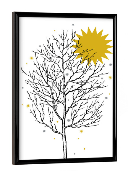 Poster mit schwarzem Rahmen "Wintersonne" artboxONE - Natur,Schwarzweiß,Weihnachten