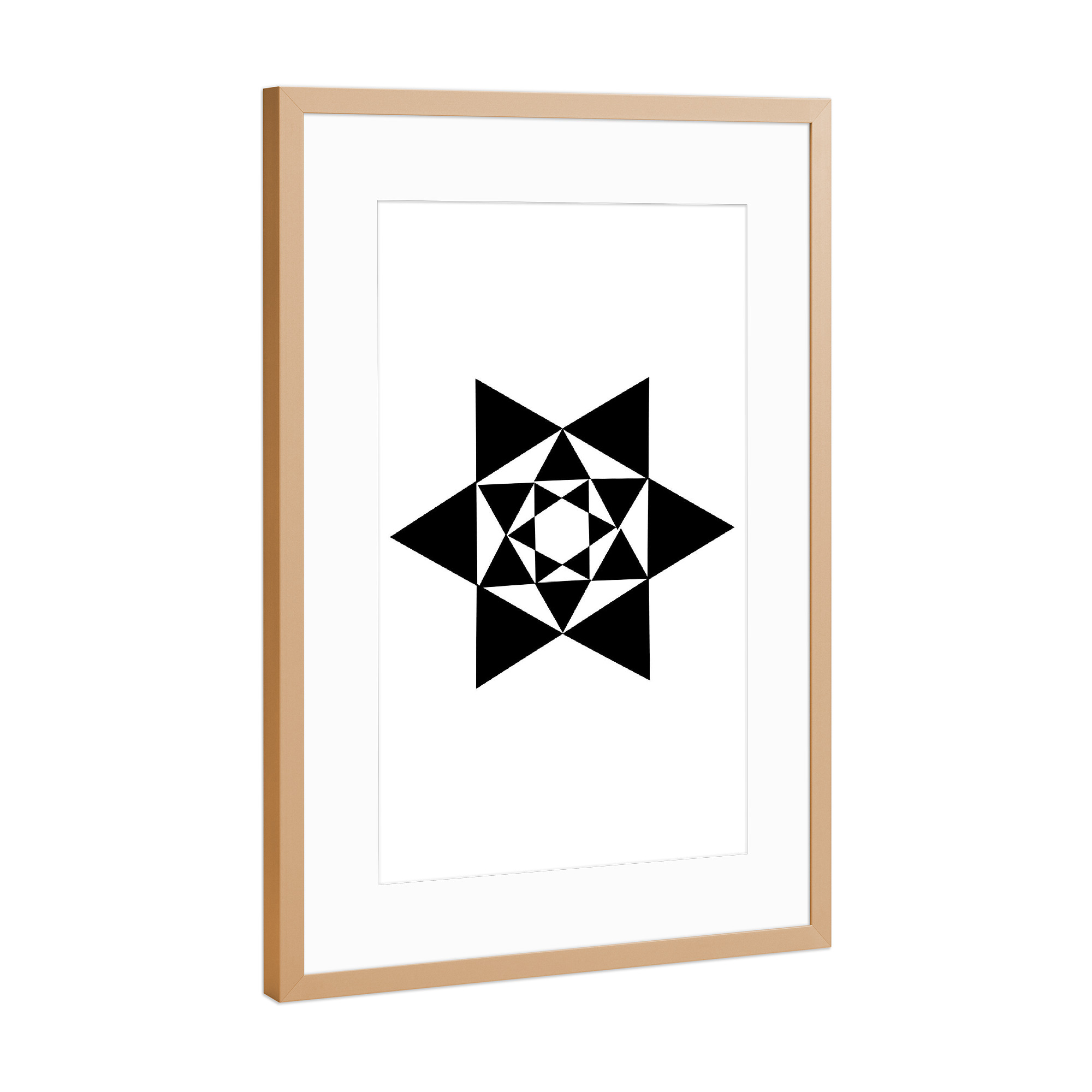 Poster mit Rahmen Kupfer "Geometrischer Stern" artboxONE - Schwarzweiß,Geometrie,Weihnachten - Stern,Dreieck,Geometrie,Weihnachten,Form,Grafik